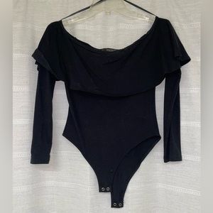 Black Off the Shoulder Body Suit